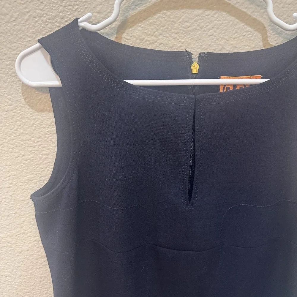 Tory Burch Navy Blue Wool Blend Sheath Dress Sz 8 Sleeveless Office Preppy